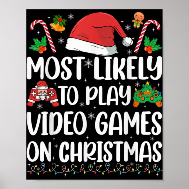 Póster Funny Gamer Xmas Likely Play Video Games On Christ (Frente)