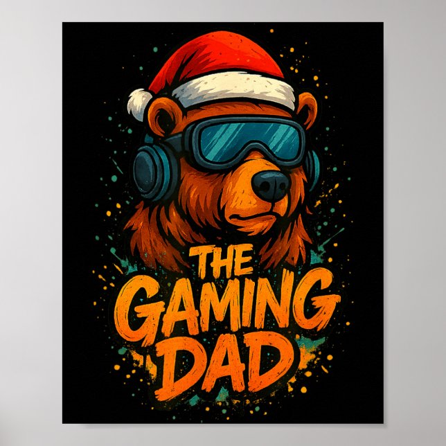 Póster Funny Gaming Dad Christmas Outfit Gamer Gift  (Frente)