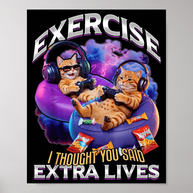 Póster Funny Gaming Gamer Cat  (Frente)