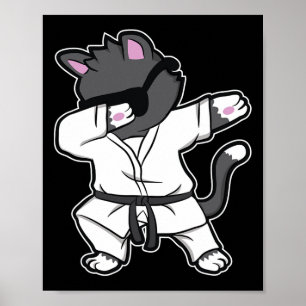 Póster Funny Gato Dabbing Karate Para Chicas Karate