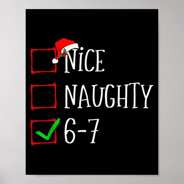 Póster Funny Gen Alpha 6-7 Meme Nice Naughty 67 Christmas (Frente)