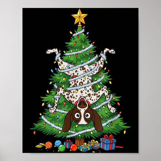 Póster Funny German Shorthaired Inter Dog Christmas Tree  (Frente)