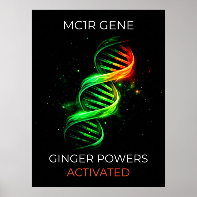Póster Funny Ginger Powers Activated Redhead DNA Wall Art (Frente)