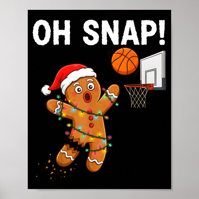 Póster Funny Gingerbread Basketball Christmas Santa Cooki (Frente)