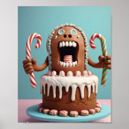 Póster Funny Gingerbread Cake Art – Cute Christmas Candy 