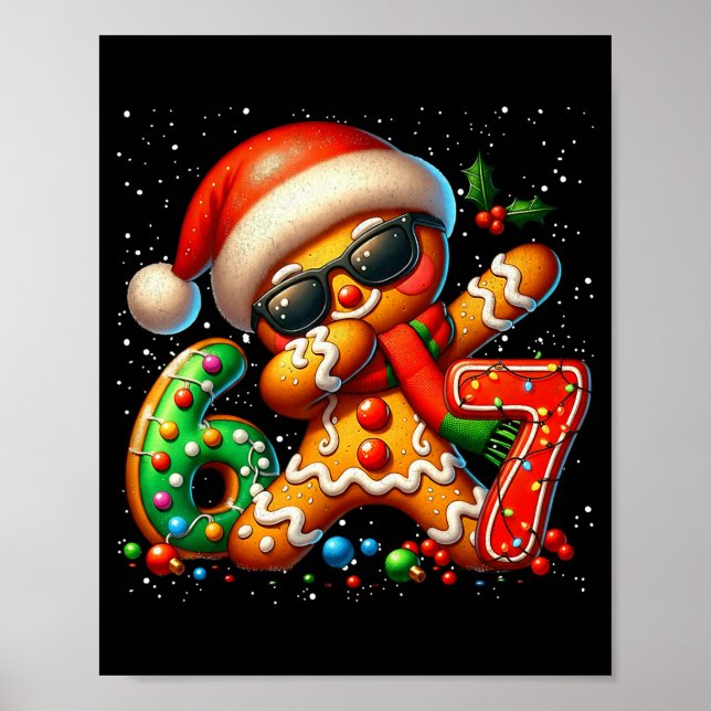 Póster Funny Gingerbread Dabbing Six Seven 67 Meme Christ (Frente)