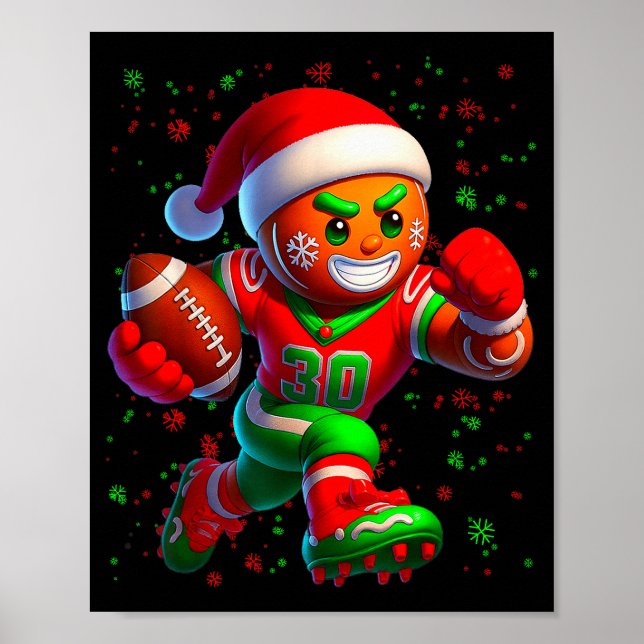 Póster Funny Gingerbread Football Snowflake Christmas Xma (Frente)