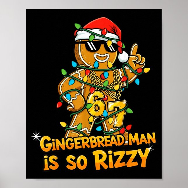 Póster Funny Gingerbread Man Is So Rizzy Christmas Meme 6 (Frente)