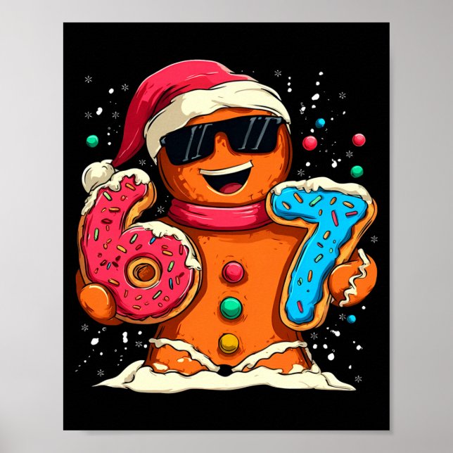Póster Funny Gingerbread Six Seven 67 Ice Cream Drip Chri (Frente)