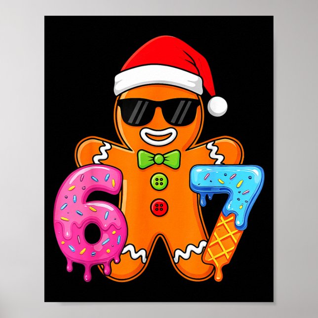 Póster Funny Gingerbread Six Seven 67 Ice Cream Drip Chri (Frente)