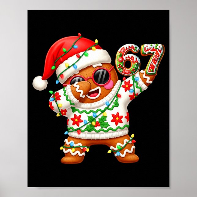 Póster Funny Gingerbread Six Seven 67 Ice Cream Drip Chri (Frente)