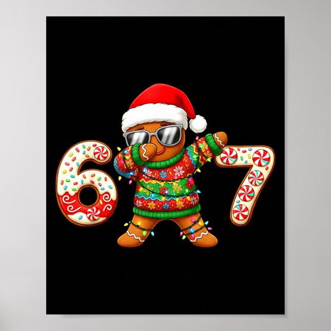 Póster Funny Gingerbread Six Seven 67 Ice Cream Drip Chri (Frente)