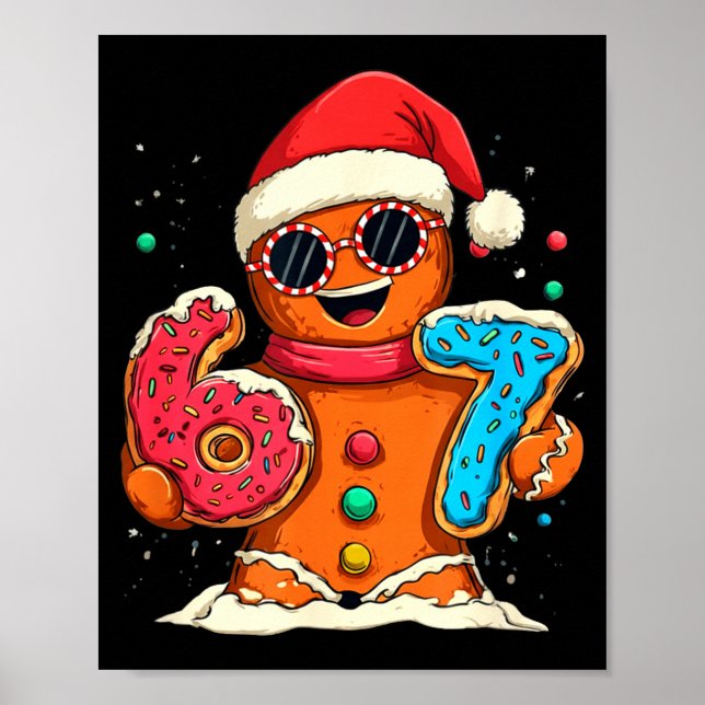 Póster Funny Gingerbread Six Seven 67 Ice Cream Drip Chri (Frente)