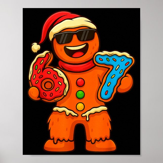 Póster Funny Gingerbread Six Seven 67 Ice Cream Drip Chri (Frente)