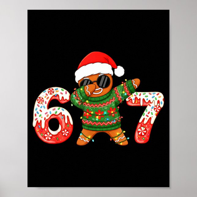 Póster Funny Gingerbread Six Seven 67 Ice Cream Drip Chri (Frente)