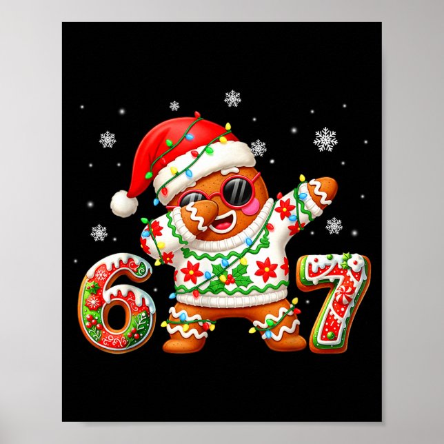 Póster Funny Gingerbread Six Seven 67 Ice Cream Drip Chri (Frente)