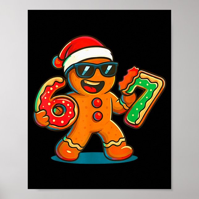 Póster Funny Gingerbread Six Seven 67 Ice Cream Drip Chri (Frente)