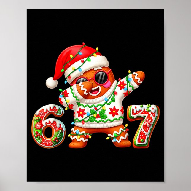 Póster Funny Gingerbread Six Seven 67 Ice Cream Drip Chri (Frente)