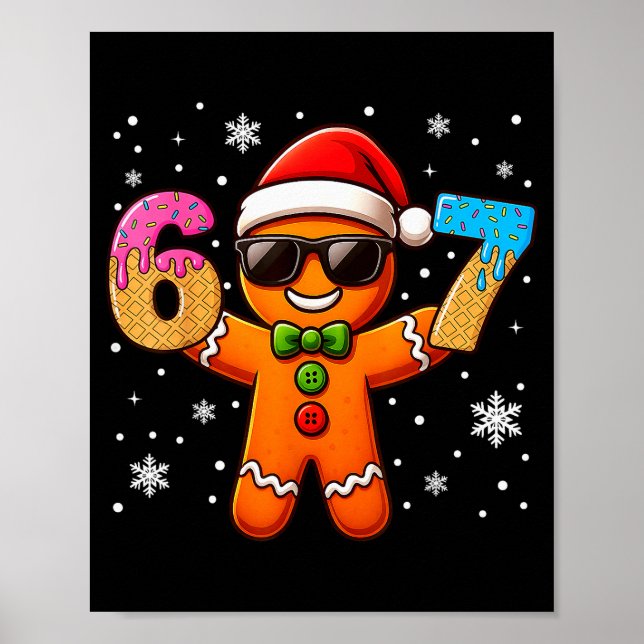 Póster Funny Gingerbread Six Seven 67 Ice Cream Drip Chri (Frente)