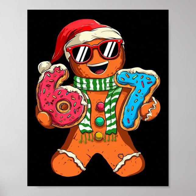 Póster Funny Gingerbread Six Seven 67 Meme Ice Cream Chri (Frente)