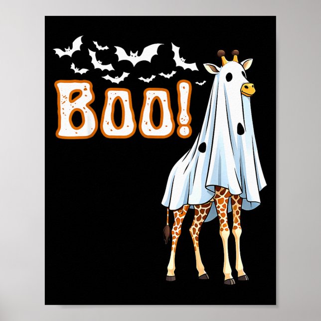 Póster Funny Giraffe Ghost Boo Shirt Cute Animal Hallowee (Frente)