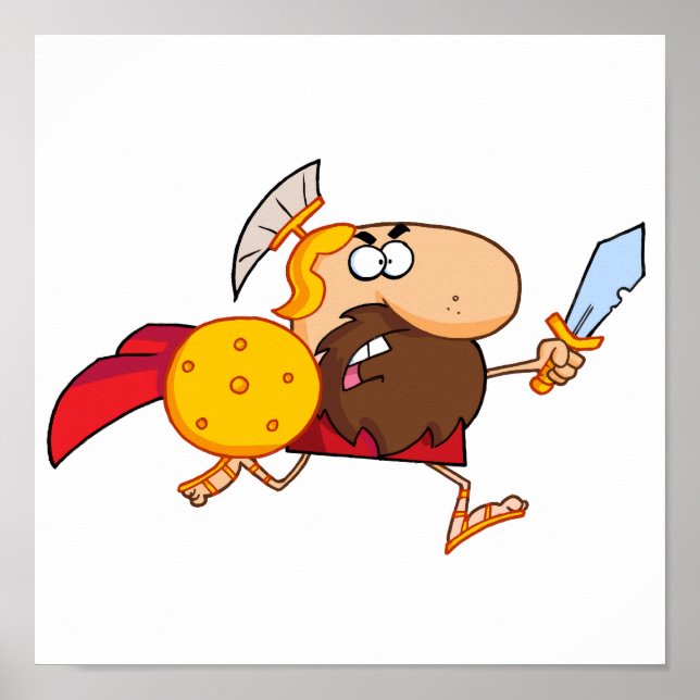 Póster Funny Gladiador Espartano corriendo (Frente)