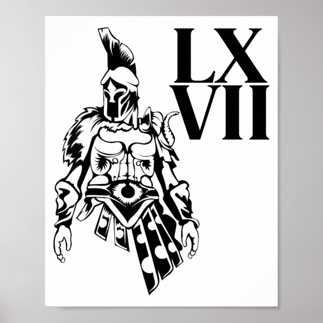 Póster Funny Gladiator 67 Meme Roman Numerals Lxvii Viral (Frente)