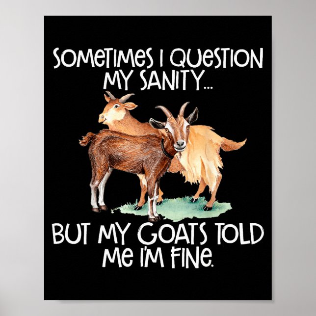 Póster Funny Goat Tee For Crazy People Who Speak With Goa (Frente)