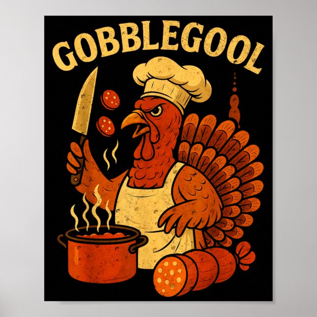 Póster Funny Gobbol Italian Gobble Turkey Day Fall Thanks (Frente)