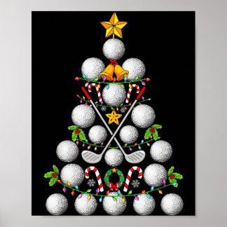 Póster Funny Golf Ball Christmas Tree Christmas Golf Love