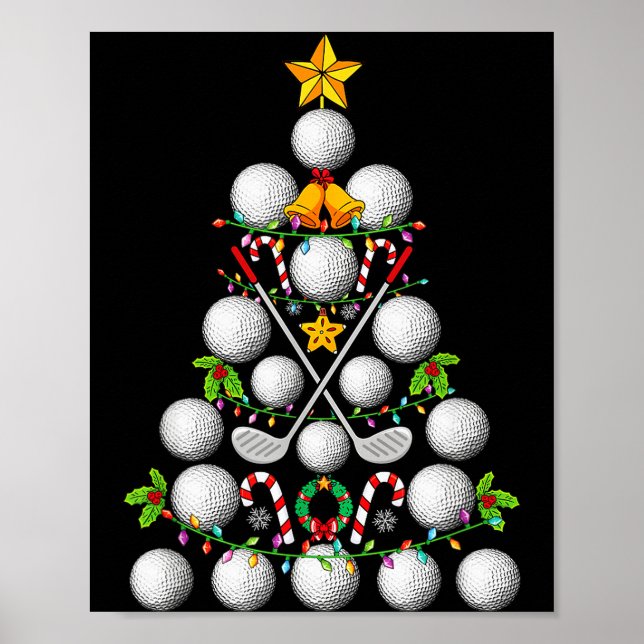 Póster Funny Golf Ball Christmas Tree Christmas Golf Love (Frente)