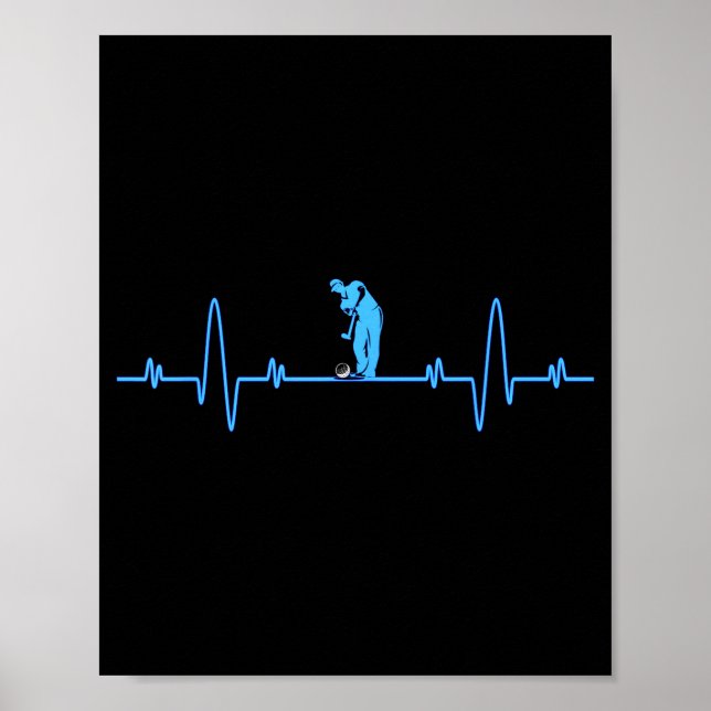 Póster Funny Golf Heartbea - Golfers Men Women Cool  (Frente)
