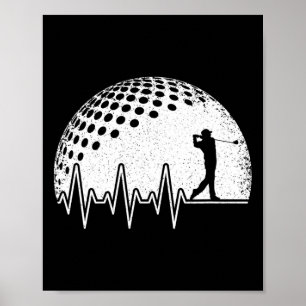 Póster Funny Golf Heartbeat Golf Player Vintage Golfer
