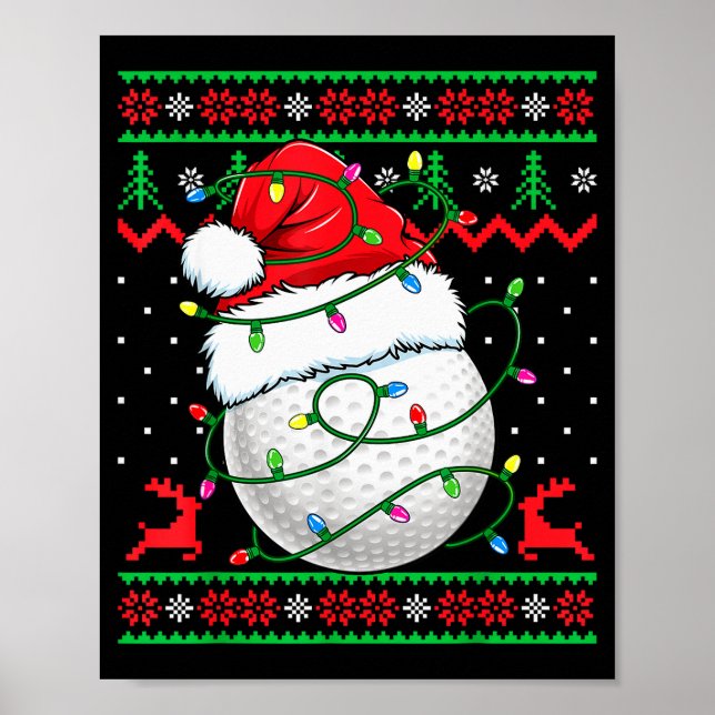 Póster Funny Golf Ugly Christmas Sweater Womens Mens Golf (Frente)