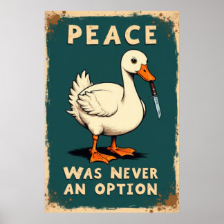 Póster Funny goose with a knife illustration