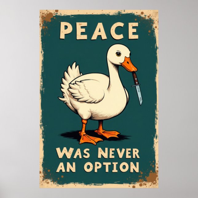 Póster Funny goose with a knife illustration (Frente)