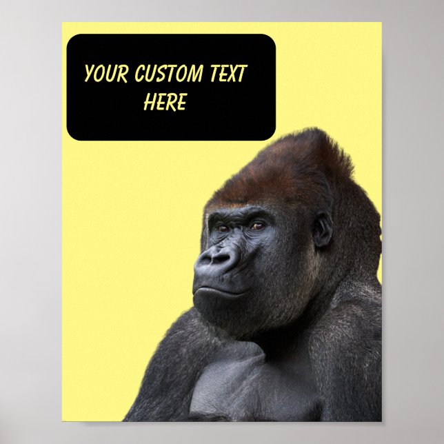 Póster Funny Gorila personalizado poster de texto y foto (Frente)