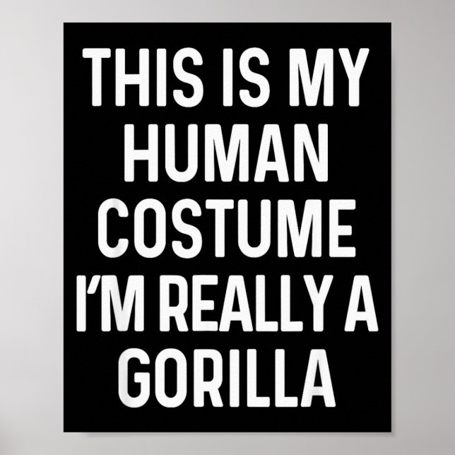 Póster Funny Gorilla Costume Shirt Halloween Adults Kids  (Frente)