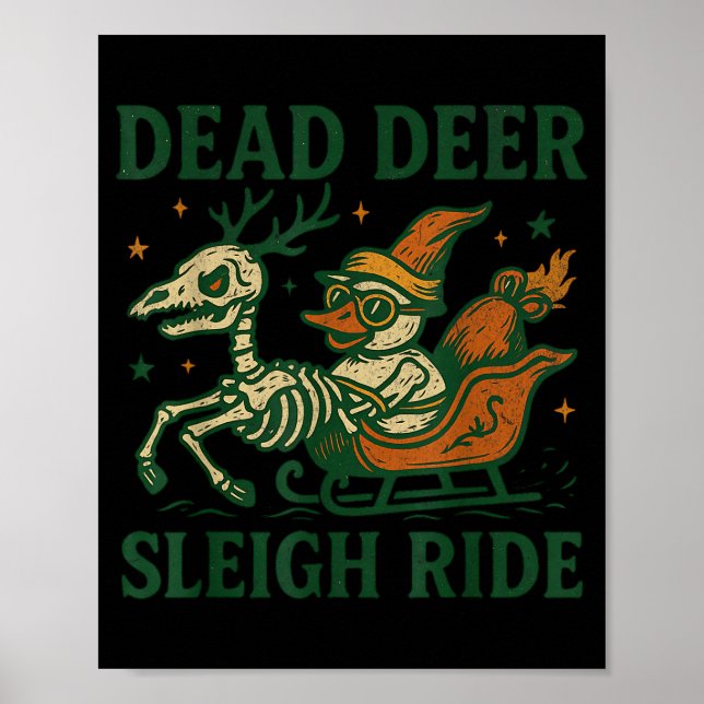Póster Funny Goth Christmas Pun Y Reindeer Skeleton Xmas  (Frente)