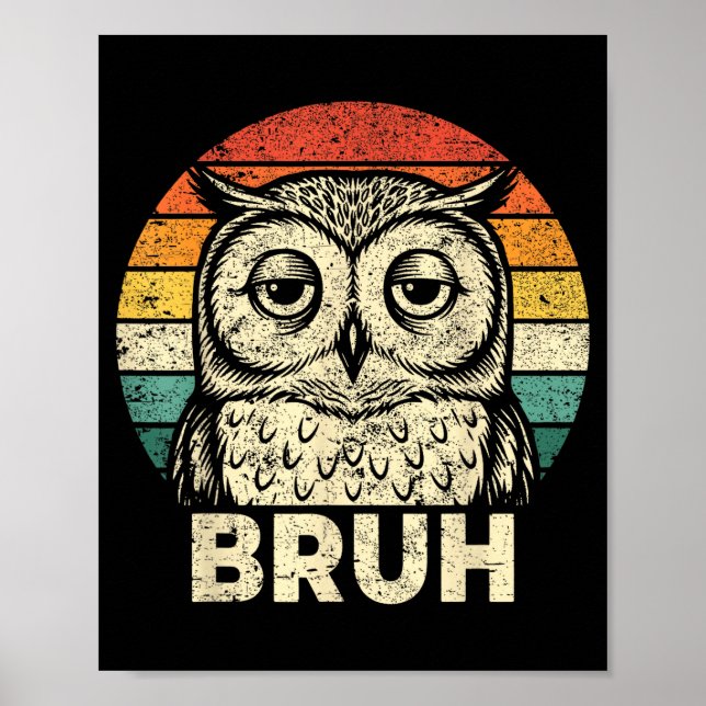 Póster Funny Graphic Tees Owl Bruh For Boys Girls Men Wom (Frente)