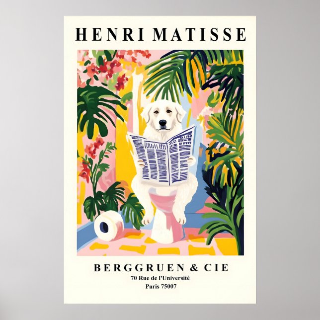 Póster Funny Great Pyrenees Art Print – Matisse Style (Frente)