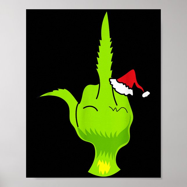 Póster Funny Green Hand Middle Finger Xmas Santa  (Frente)