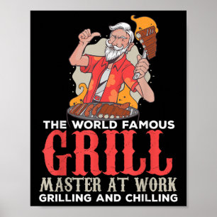 Póster Funny Grill Master Bbq Amantes Foodies Chef Fumado