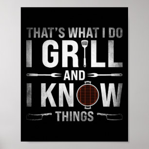 Póster Funny Grilling Bbq Barbacoa Fumador De Carne Gr