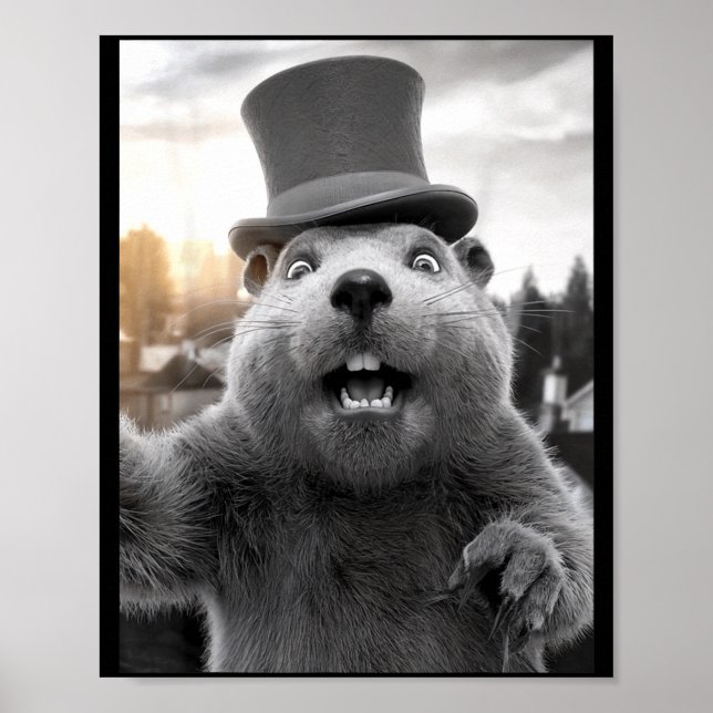 Póster Funny Ground Hog Day Woodchuck Funny Groundhog Sel (Frente)