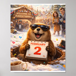 Póster Funny Groundhog Day Poster - February 2