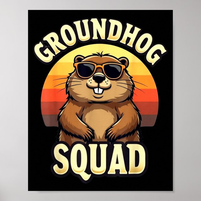 Póster Funny Groundhog Squad Happy Groundhog Day Celebrat (Frente)