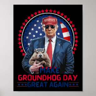 Póster Funny Guay Trump Groundhog hace genial el Día de l
