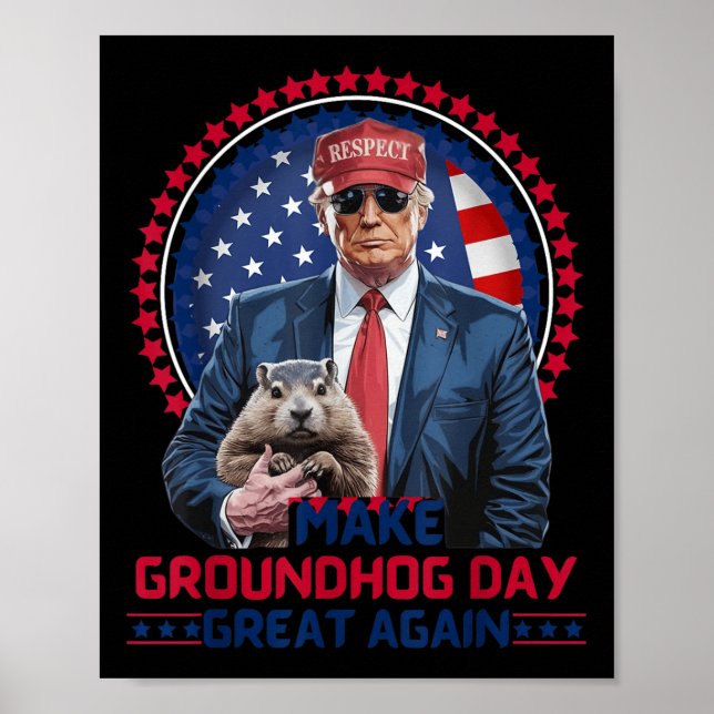 Póster Funny Guay Trump Groundhog hace genial el Día de l (Frente)