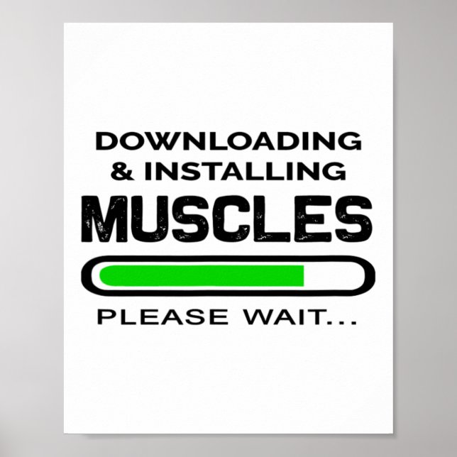 Póster Funny Gym Workout Tee downloading And Installing M (Frente)